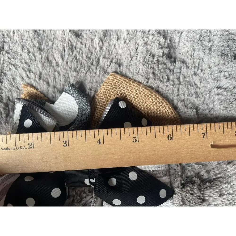 Handmade Wreath Bow Everyday Bow Black & White Gray Lot Of 3 Beautiful New